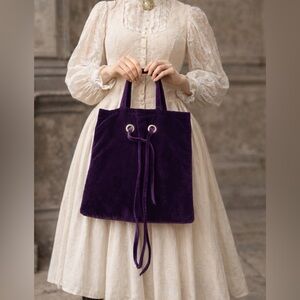 MARC JACOBS Velvet Tote Bag Purple Plum Drawstring Romantic Victorian